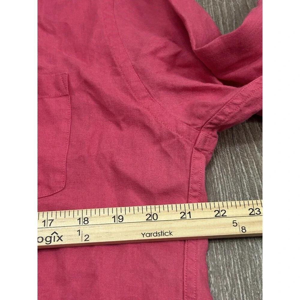 J Crew Baird McNutt Linen Shirt Men’s Large Slim Fit Coral Pink 64361